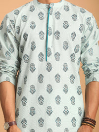 Thumbnail for Shvaas by Vastramay Men's Aqua Cotton Kurta - Distacart
