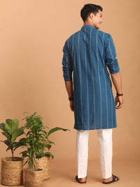 Thumbnail for Shvaas by Vastramay Men's Indigo Blue Cotton Kurta And Pyjama Set - Distacart