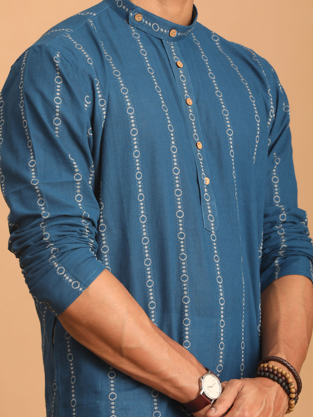 Shvaas by Vastramay Men's Indigo Blue Cotton Kurta And Pyjama Set - Distacart