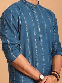 Thumbnail for Shvaas by Vastramay Men's Indigo Blue Cotton Kurta And Pyjama Set - Distacart