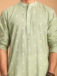 Thumbnail for Shvaas by Vastramay Men's Green And White Cotton Kurta Pyjama Set - Distacart