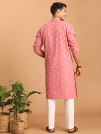 Thumbnail for Shvaas by Vastramay Men's Pink And White Cotton Kurta Pyjama Set - Distacart