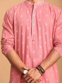 Thumbnail for Shvaas by Vastramay Men's Pink And White Cotton Kurta Pyjama Set - Distacart