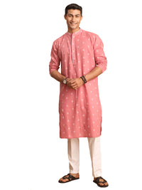 Thumbnail for Shvaas by Vastramay Men's Pink And White Cotton Kurta Pyjama Set - Distacart