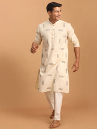 Thumbnail for Shvaas by Vastramay Men's Cream Cotton Kurta And Pyjama Set - Distacart