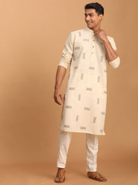 Thumbnail for Shvaas by Vastramay Men's Cream Cotton Kurta And Pyjama Set - Distacart