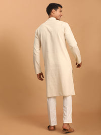 Thumbnail for Shvaas by Vastramay Men's Cream Cotton Kurta And Pyjama Set - Distacart