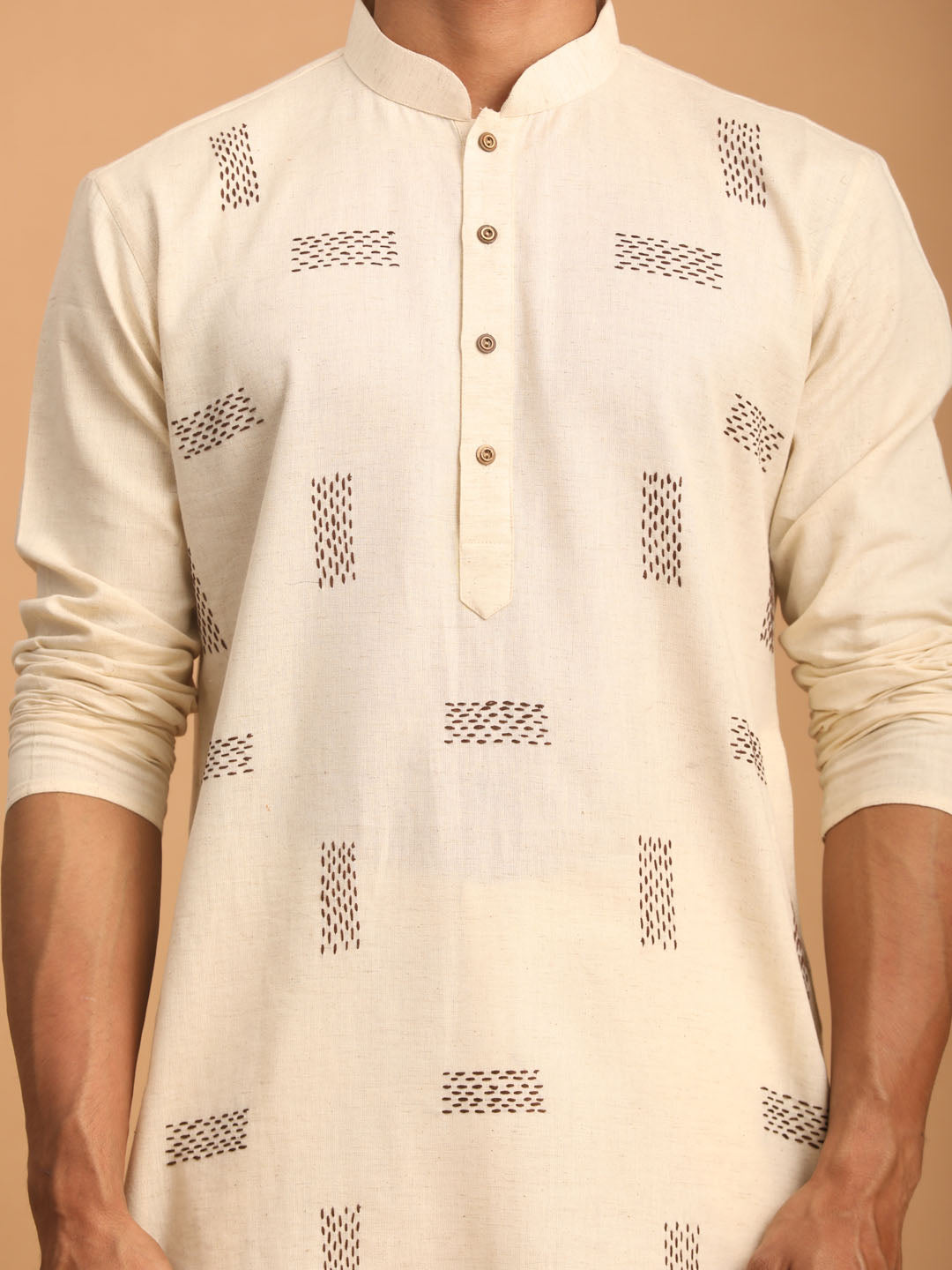 Shvaas by Vastramay Men's Cream Cotton Kurta And Pyjama Set - Distacart