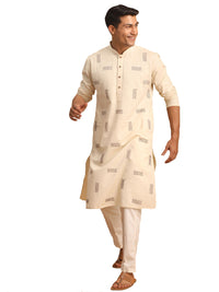 Thumbnail for Shvaas by Vastramay Men's Cream Cotton Kurta And Pyjama Set - Distacart