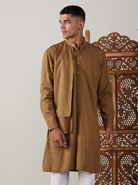 Thumbnail for Shvaas by Vastramay Men's Coffee Cotton Kurta - Distacart