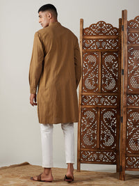 Thumbnail for Shvaas by Vastramay Men's Coffee And Cream Cotton Kurta Pyjama Set - Distacart