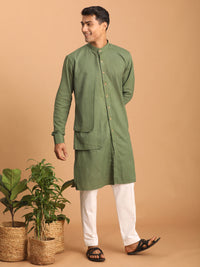 Thumbnail for Shvaas by Vastramay Men's Green Cotton Kurta And Pyjama Set - Distacart