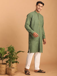 Thumbnail for Shvaas by Vastramay Men's Green Cotton Kurta And Pyjama Set - Distacart