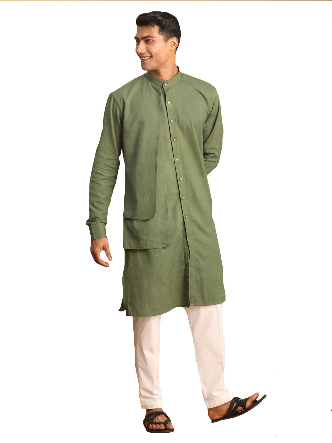 Shvaas by Vastramay Men's Green Cotton Kurta And Pyjama Set - Distacart