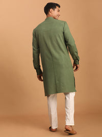 Thumbnail for Shvaas by Vastramay Men's Green And White Cotton Kurta And Pyjama Set - Distacart