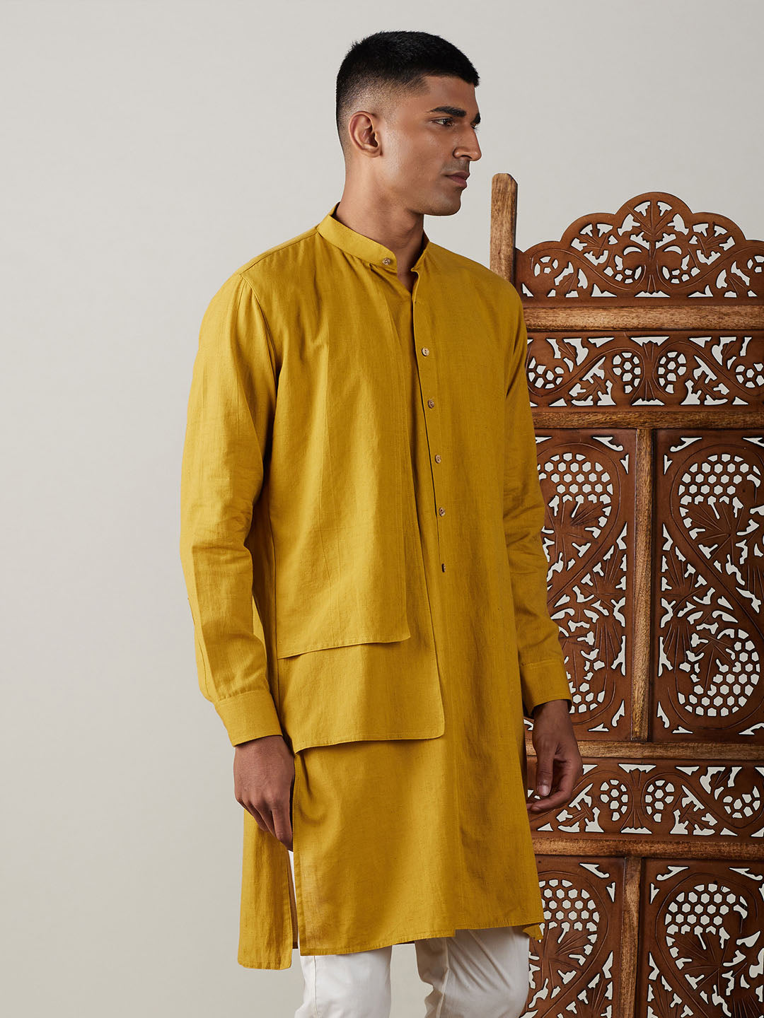 Shvaas by Vastramay Men's Mustard Cotton Kurta - Distacart