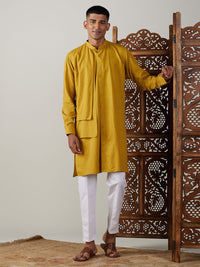 Thumbnail for Shvaas by Vastramay Men's Mustard And White Cotton Kurta Pyjama Set - Distacart