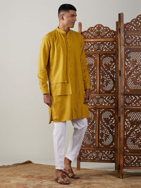Thumbnail for Shvaas by Vastramay Men's Mustard And White Cotton Kurta Pyjama Set - Distacart