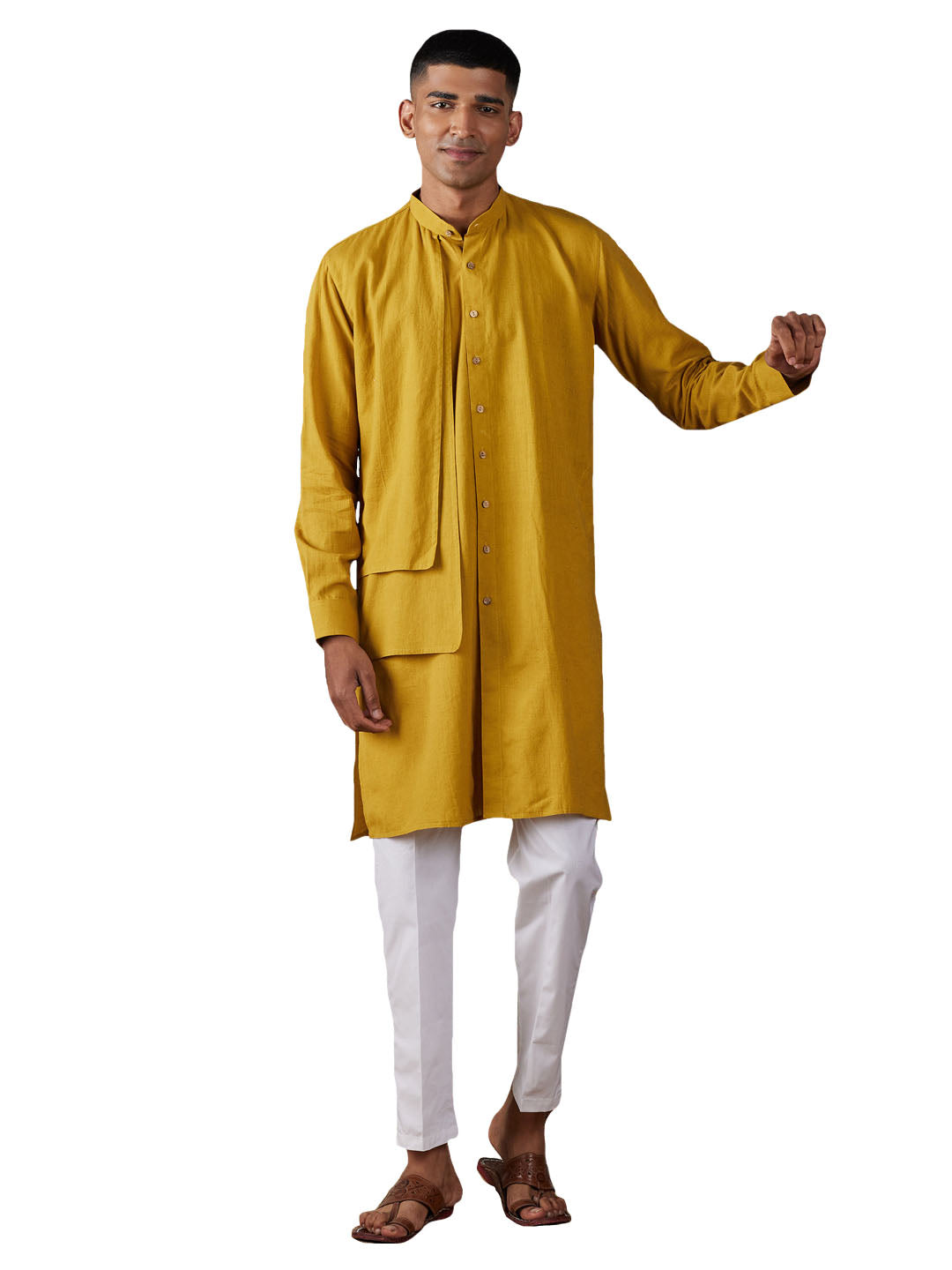 Shvaas by Vastramay Men's Mustard And White Cotton Kurta Pyjama Set - Distacart