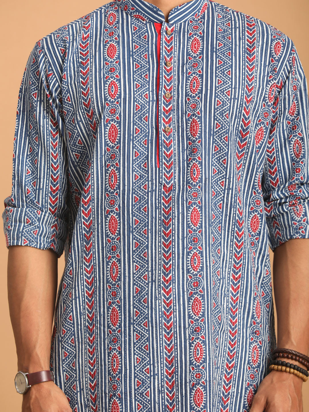 Shvaas by Vastramay Men's Indigo Blue White Cotton Kurta Pyjama Set - Distacart