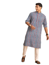 Thumbnail for Shvaas by Vastramay Men's Indigo Blue White Cotton Kurta Pyjama Set - Distacart