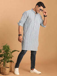Thumbnail for Shvaas by Vastramay Men's White And Blue Cotton Kurta - Distacart
