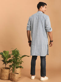 Thumbnail for Shvaas by Vastramay Men's White And Blue Cotton Kurta - Distacart