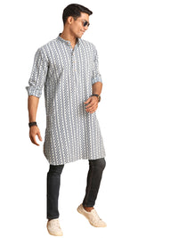 Thumbnail for Shvaas by Vastramay Men's White And Blue Cotton Kurta - Distacart