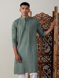 Thumbnail for Shvaas by Vastramay Men's Green Cotton Kurta - Distacart