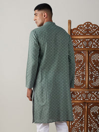 Thumbnail for Shvaas by Vastramay Men's Green Cotton Kurta - Distacart