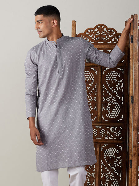 Shvaas by Vastramay Men's Grey Cotton Kurta - Distacart