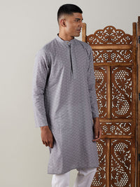 Thumbnail for Shvaas by Vastramay Men's Grey Cotton Kurta - Distacart