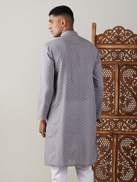 Thumbnail for Shvaas by Vastramay Men's Grey Cotton Kurta - Distacart
