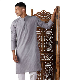 Thumbnail for Shvaas by Vastramay Men's Grey Cotton Kurta - Distacart