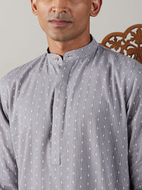 Thumbnail for Shvaas by Vastramay Men's Grey And White Cotton Kurta Pyjama Set - Distacart