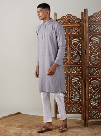 Thumbnail for Shvaas by Vastramay Men's Grey And White Cotton Kurta Pyjama Set - Distacart
