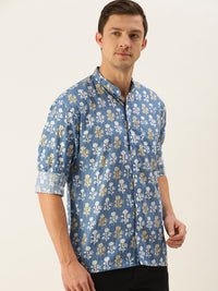 Thumbnail for Shvaas by Vastramay Men's Blue Cotton Ethnic Shirt - Distacart