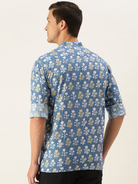 Thumbnail for Shvaas by Vastramay Men's Blue Cotton Ethnic Shirt - Distacart