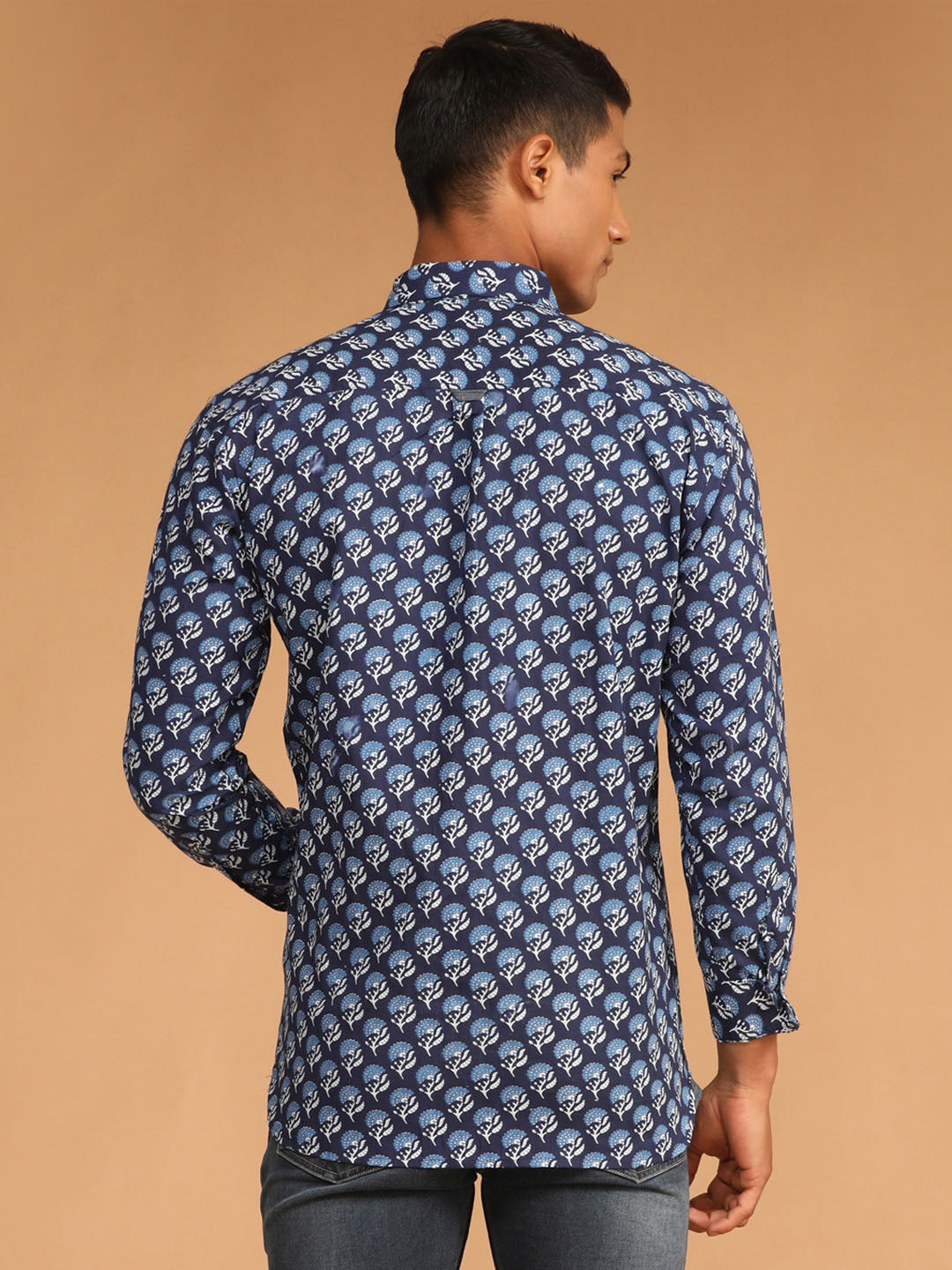 Shvaas By Vastramay Men's Blue Cotton Blend Ethnic Shirt - Distacart