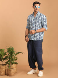Thumbnail for Shvaas by Vastramay Men's Indigo Blue Cotton Ethnic Shirt - Distacart