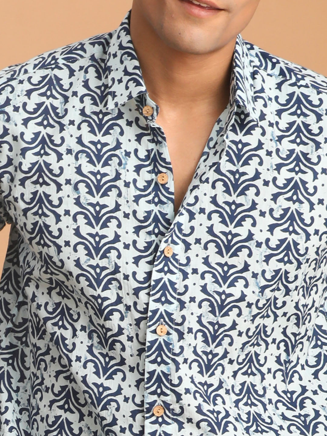 Shvaas by Vastramay Men's Indigo Blue Cotton Ethnic Shirt - Distacart