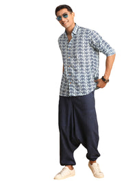 Thumbnail for Shvaas by Vastramay Men's Indigo Blue Cotton Ethnic Shirt - Distacart