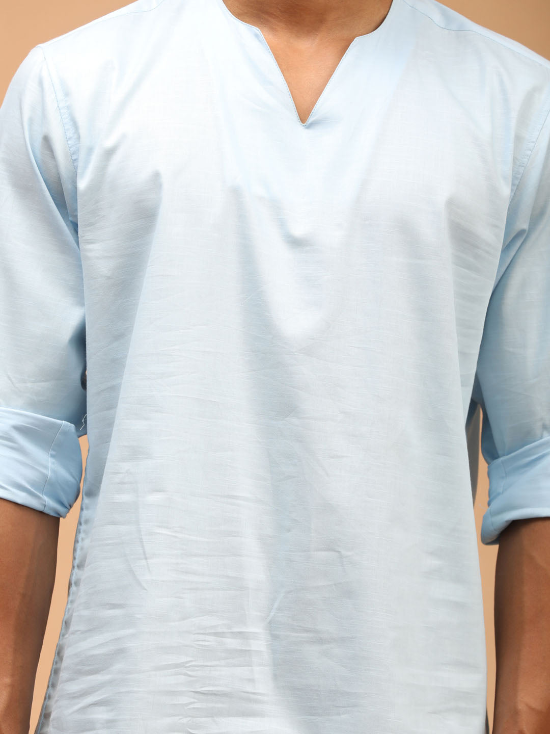 Shvaas By Vastramay Men's Aqua Cotton Blend Short Kurta - Distacart