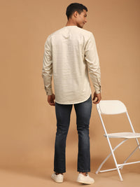 Thumbnail for Shvaas By Vastramay Men's Cream Cotton Blend Short Kurta - Distacart
