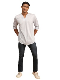 Thumbnail for Shvaas By Vastramay Men's Grey Cotton Blend Short Kurta - Distacart