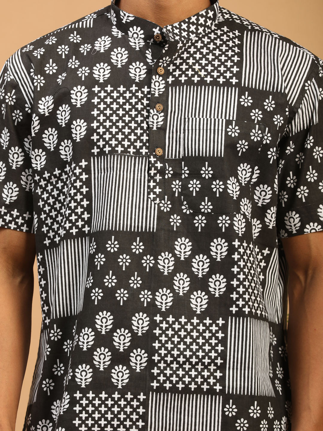 Shvaas By Vastramay Men's Black Cotton Short Kurta - Distacart