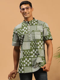 Thumbnail for Shvaas By Vastramay Men's Green Cotton Short Kurta - Distacart