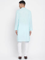Thumbnail for Even Apparels Pure Cotton Blue Color Men's Kurta With Band Collar - Distacart
