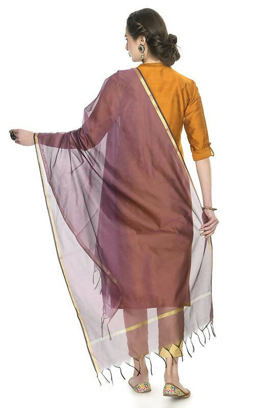 Mominos Fashion Moeza Banarsi Piping Purple Dupatta - Distacart