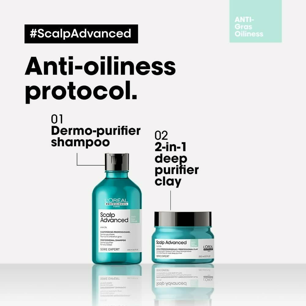 L'Oreal Paris Professionnel Scalp Advanced Anti-Oiliness 2-In-1 Deep Purifier Clay With 3% AHA - Distacart